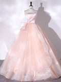 Elegant Pink Strapless Prom Dresses with Feathers FD3524