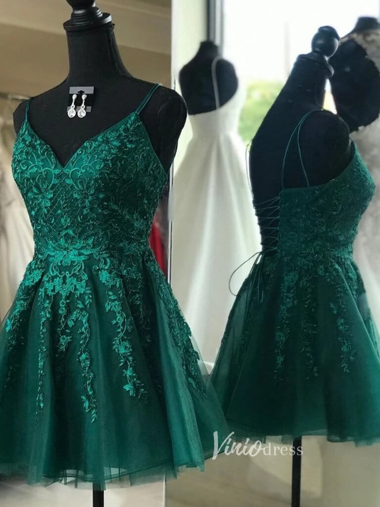 Emerald Green Lace Homecoming Dresses SD1056-homecoming dresses-Viniodress-Emerald Green-Custom Size-Viniodress