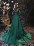 Emerald Green Sequin Prom Dress Detachable Overskirt FD2706-prom dresses-Viniodress-Viniodress