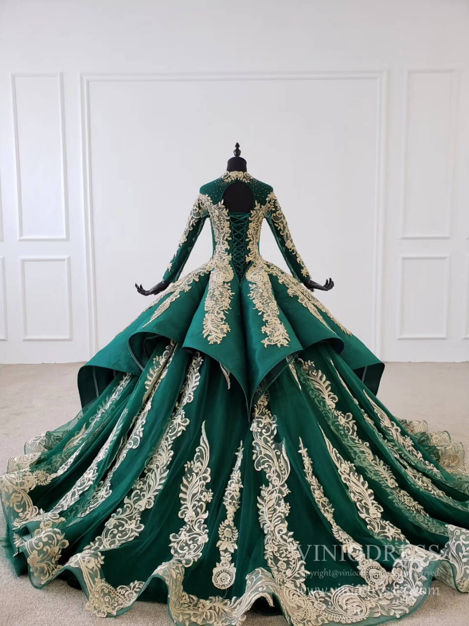 Emerald Green Wedding Dresses Muslim Formal Dress FD2150-prom dresses-Viniodress-Viniodress