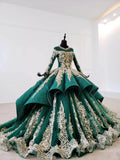 Emerald Green Wedding Dresses Muslim Formal Dress FD2150-prom dresses-Viniodress-Viniodress