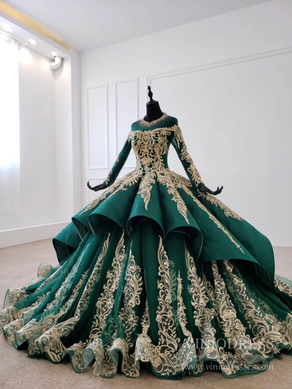 Emerald Green Wedding Dresses Muslim Formal Dress FD2150-prom dresses-Viniodress-Viniodress