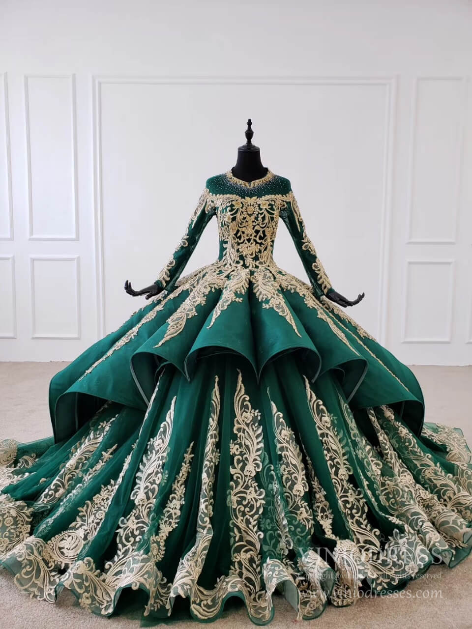 Emerald Green Wedding Dresses Muslim Formal Dress FD2150-prom dresses-Viniodress-As Picture-Custom Size-Viniodress