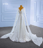 Extra Long Cape Sleeve Wedding Dresses A-line 67456-wedding dresses-Viniodress-Viniodress