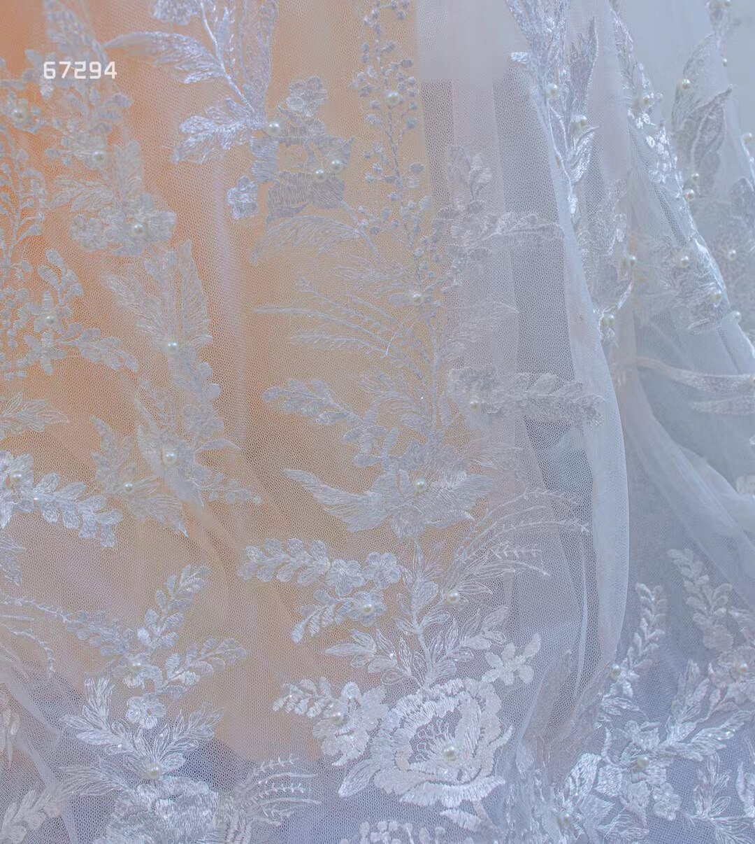 Extra Long Sleeve Mermaid Lace Wedding Dresses Champagne Underlay Viniodress viniodress-wedding dresses 2025 -Viniodress-As Picture-Custom Size-