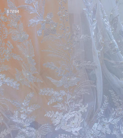 Extra Long Sleeve Mermaid Lace Wedding Dresses Champagne Underlay Viniodress viniodress-wedding dresses 2025 -Viniodress-As Picture-Custom Size-