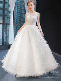 Feather Style A-line Wedding Dresses Beaded Bodice Bridal Gown VW1753-wedding dresses-Viniodress-Viniodress