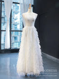 Feather Style A-line Wedding Dresses Beaded Bodice Bridal Gown VW1753-wedding dresses-Viniodress-Viniodress