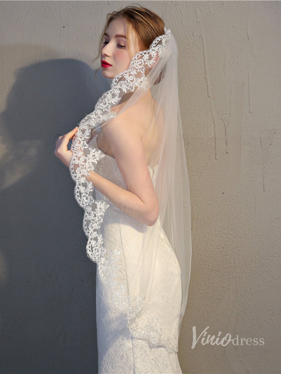 Fingertip Length Mantilla Veil Viniodress TS17122-Bridal Veil 2025 -Viniodress-Ivory-