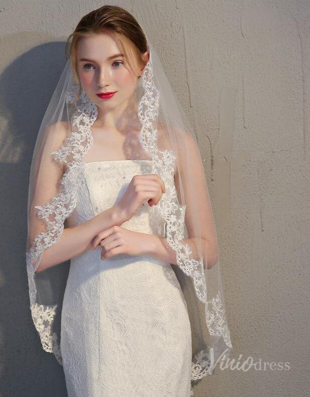 Fingertip Length Mantilla Veil Viniodress TS17122-Bridal Veil 2025 -Viniodress-Ivory-