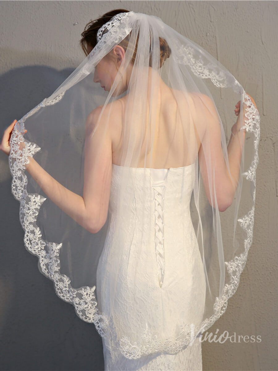 Fingertip Length Mantilla Veil Viniodress TS17122-Bridal Veil 2025 -Viniodress-Ivory-