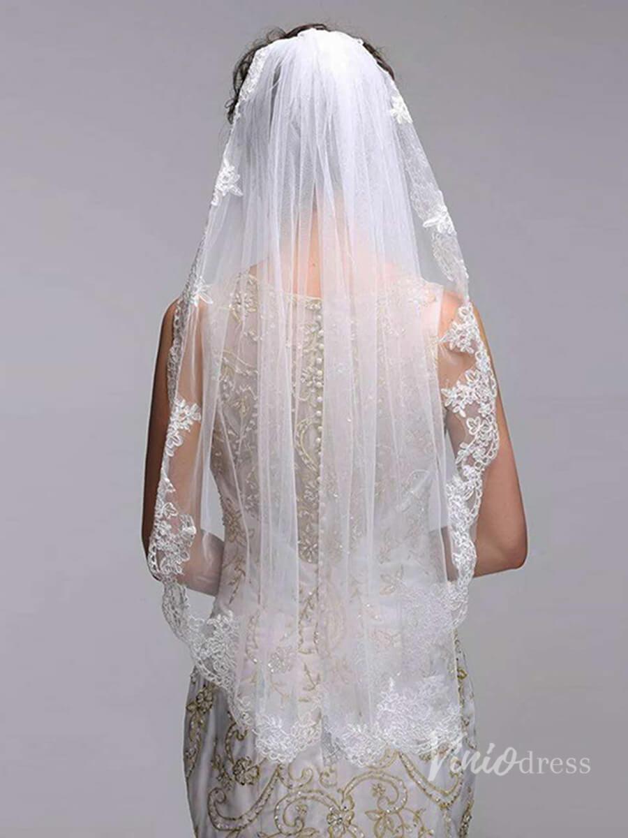 Fingertip Length Mantilla Veil Viniodress TS17122-Bridal Veil 2025 -Viniodress-White-
