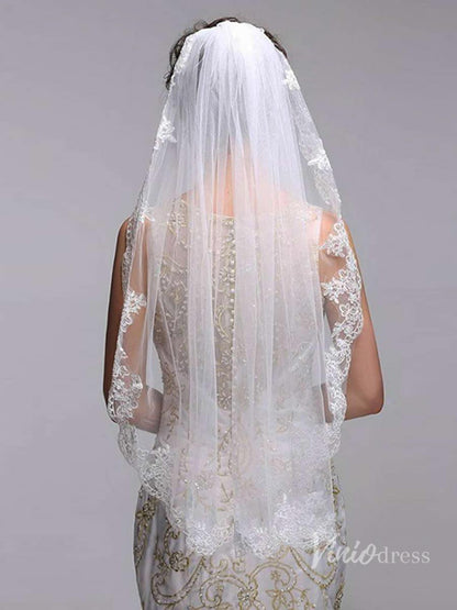 Fingertip Length Mantilla Veil Viniodress TS17122-Bridal Veil 2025 -Viniodress-White-