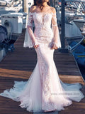 Flare Sleeve Mermaid Wedding Dresses Cheap Lace Wedding Gowns VW1055