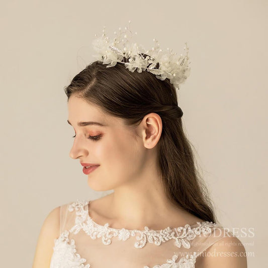 Floral Garden Wedding Circle Crown for Brides AC1233-Headpieces 2025 -Viniodress-Ivory-