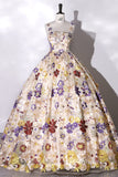 Floral Spaghetti Strap Prom Ball Gown Sweet 16 Dresses fd1913b