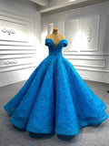 French Blue Wedding Dress Ball Gown 66601 Plunging V-neck