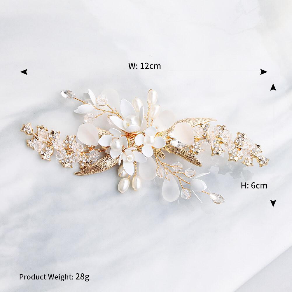 Freshwater Pearls Gold Metal Hair Clip AC1250-Headpieces-Viniodress-Gold-Viniodress