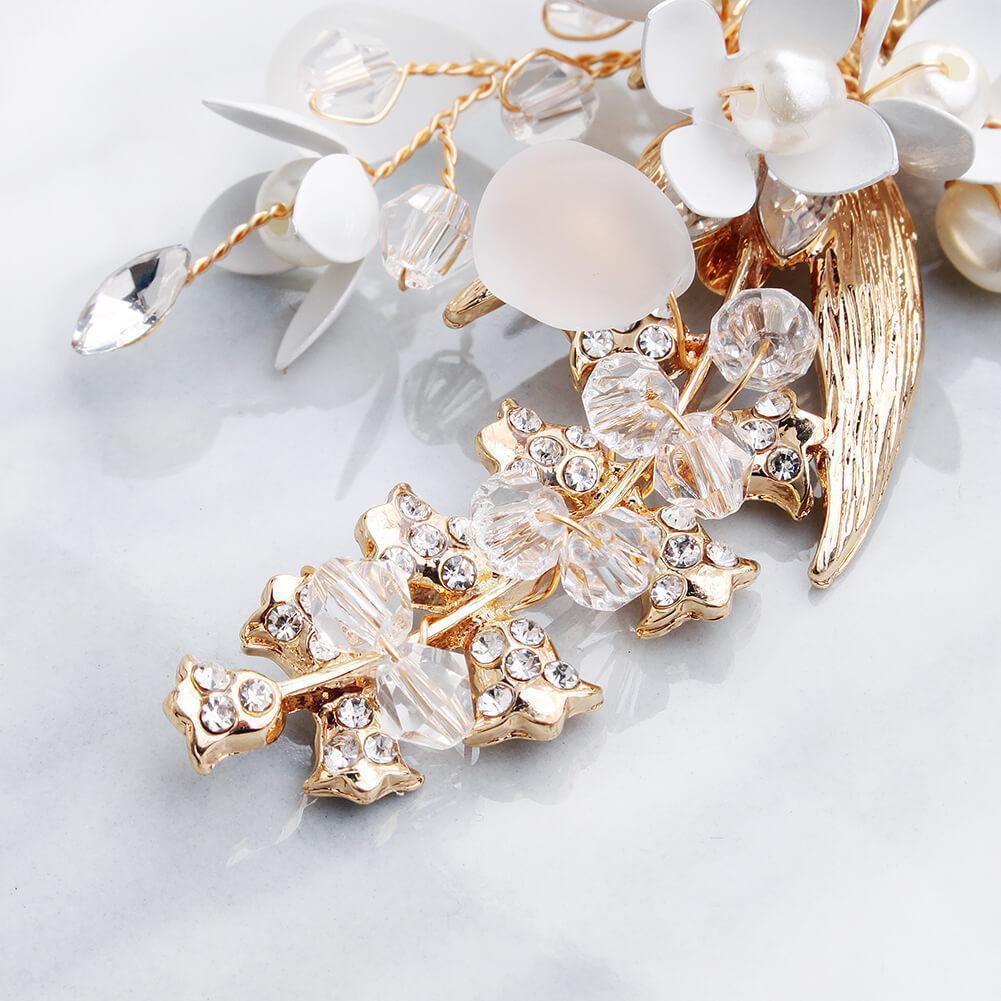 Freshwater Pearls Gold Metal Hair Clip AC1250-Headpieces-Viniodress-Gold-Viniodress