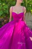 Fuchsia Midi Length Prom Dresses Tulle Spaghetti Strap Homecoming Dress FD2985-prom dresses-Viniodress-Viniodress