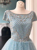 Glittering Beaded Homecoming Dresses Light Blue SD1124-homecoming dresses-Viniodress-Viniodress