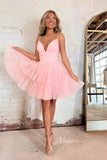 Glittery Tulle Homecoming Dresses A-line Tiered Short Graduation Dress SD1529-homecoming dresses-Viniodress-Viniodress