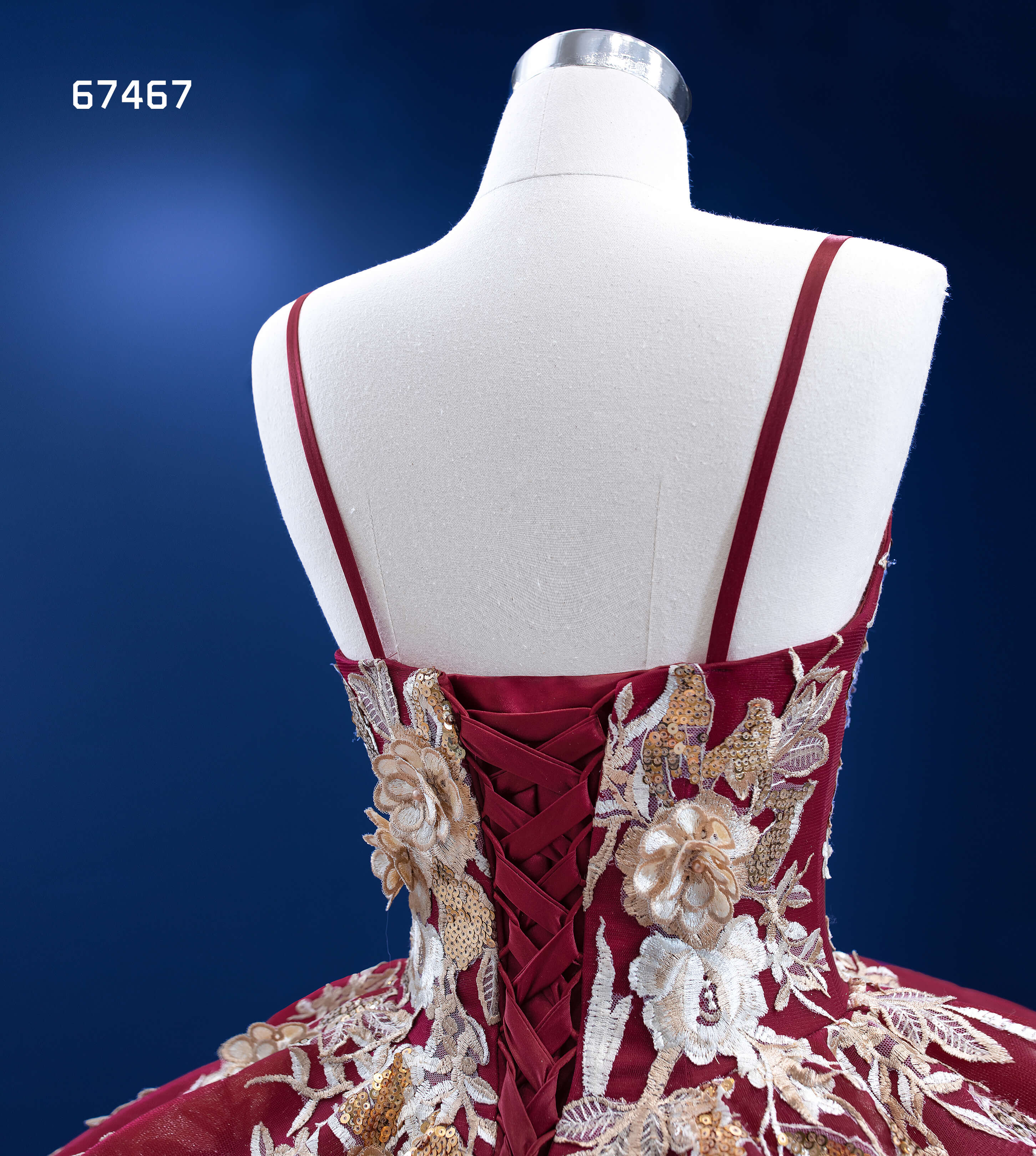 Gold Floral Red Ball Gown Wedding Dress Vintage Quince Dress 67467-Quinceanera Dresses-Viniodress-Viniodress