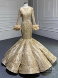 Gold Lace Mermaid Pageant Dress Little Girls Formal Dresses FD1388C