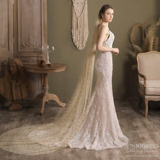 Gold Star Cathedral Veil-Accessories 2025 -Viniodress-Gold-