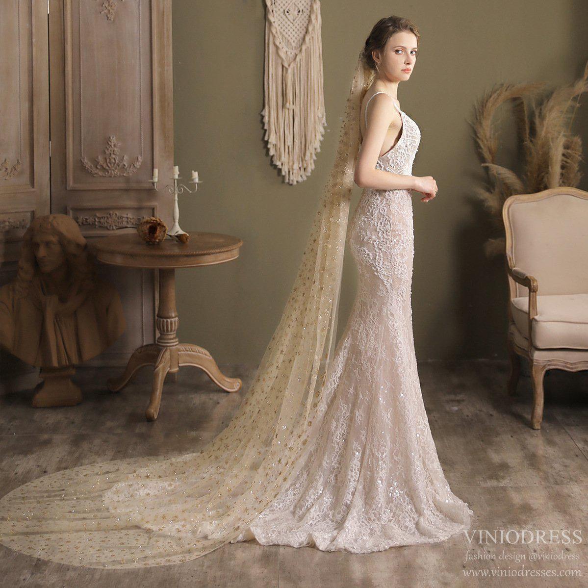 Gold Star Cathedral Veil-Accessories 2025 -Viniodress-Gold-