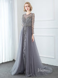 Gray Beaded Sheath Prom Dresses Overskirt Formal Dress FD2376-prom dresses-Viniodress-Viniodress