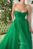 Green Dotted Prom Dresses Strapless Long Formal Dresses FD2988-prom dresses-Viniodress-Viniodress