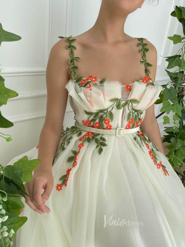 Green Leaf Lace Appliqued Prom Dress with Pockets VW1142-wedding dresses-Viniodress-Viniodress