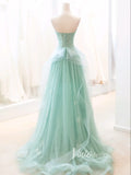 Green Tulle Prom Dresses Strapless Lace Applique Formal Dress FD3427-prom dresses-Viniodress-Viniodress