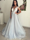 Grey Floral Tulle Wedding Dresses for Photography VW2100-wedding dresses-Viniodress-Viniodress