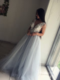 Grey Floral Tulle Wedding Dresses for Photography VW2100-wedding dresses-Viniodress-Viniodress