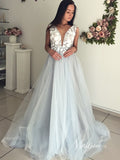 Grey Floral Tulle Wedding Dresses for Photography VW2100