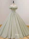 Greyish Sage Green Prom Dresses Off the Shoulder Ball Gown FD3120