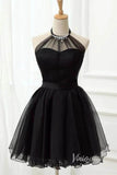 Halter Black Homecoming Dresses Short Little Black Dress SD1431