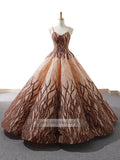 Handmade Brown Ball Gowns Prom Dresses Vintage Quinceanera Dress FD1125 viniodress