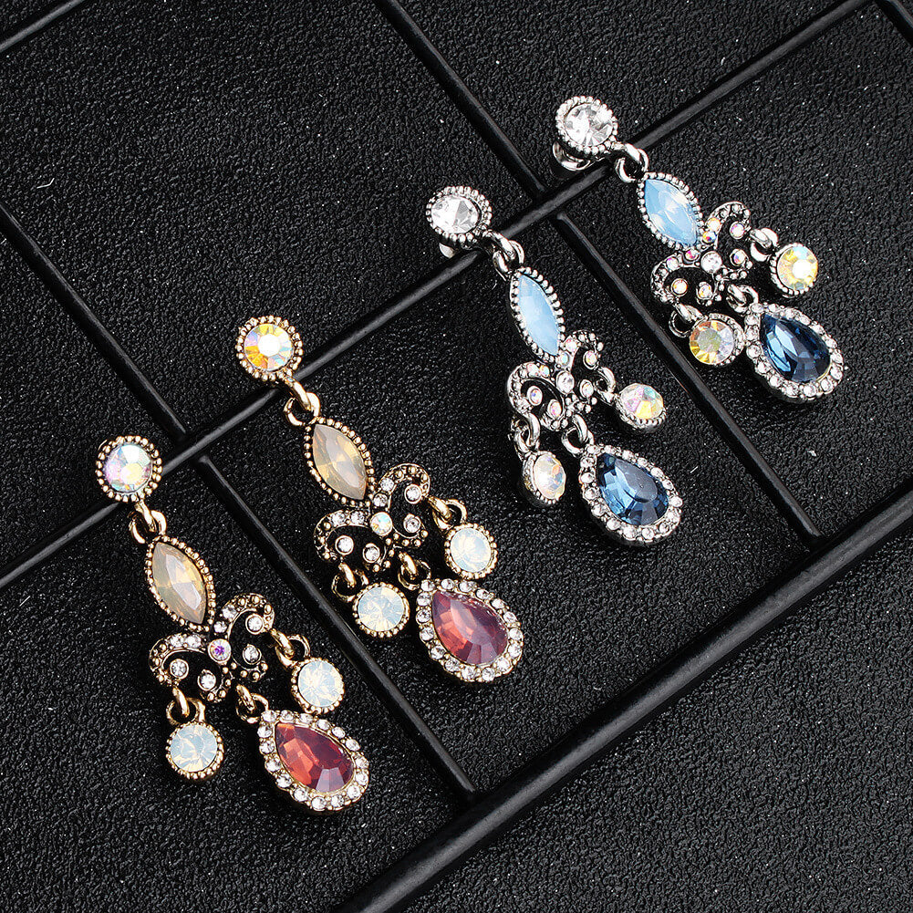 Handmade Teardrop Earrings AC1073-Bridal Jewelry-Viniodress-Pink-Viniodress
