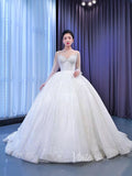 Haute Couture Ball Gown Wedding Dress with Long Sleeve 67388 Viniodress