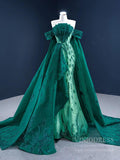 Haute Couture Green Cape Prom Dresses Sequin Pageant Gown 67231 viniodress