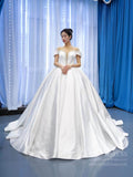 Haute Couture Pearl Satin Ball Gown Wedding Dresses 67240 viniodress