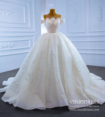 Haute Couture Sparkly Pearl Beaded Wedding Dresses 67239-wedding dresses 2025 -Viniodress-Ivory-Custom Size-