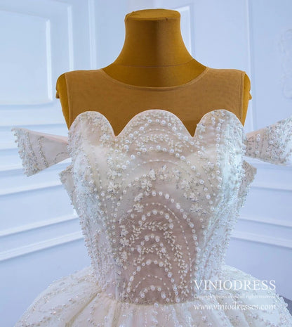 Haute Couture Sparkly Pearl Beaded Wedding Dresses 67239-wedding dresses 2025 -Viniodress-Ivory-Custom Size-