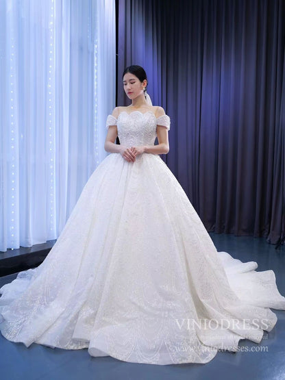 Haute Couture Sparkly Pearl Beaded Wedding Dresses 67239-wedding dresses 2025 -Viniodress-Ivory-Custom Size-