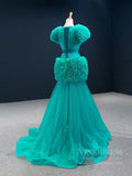 Haute Couture TurquoiseFromal Dresses Ruffle Prom Dress FD2435 viniodress-prom dresses-Viniodress-Viniodress