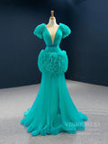 Haute Couture TurquoiseFromal Dresses Ruffle Prom Dress FD2435 viniodress