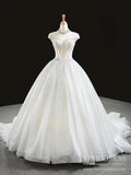 High Neck Ball Gown Wedding Dresses Sparkly Beaded Bridal Gown VW1761